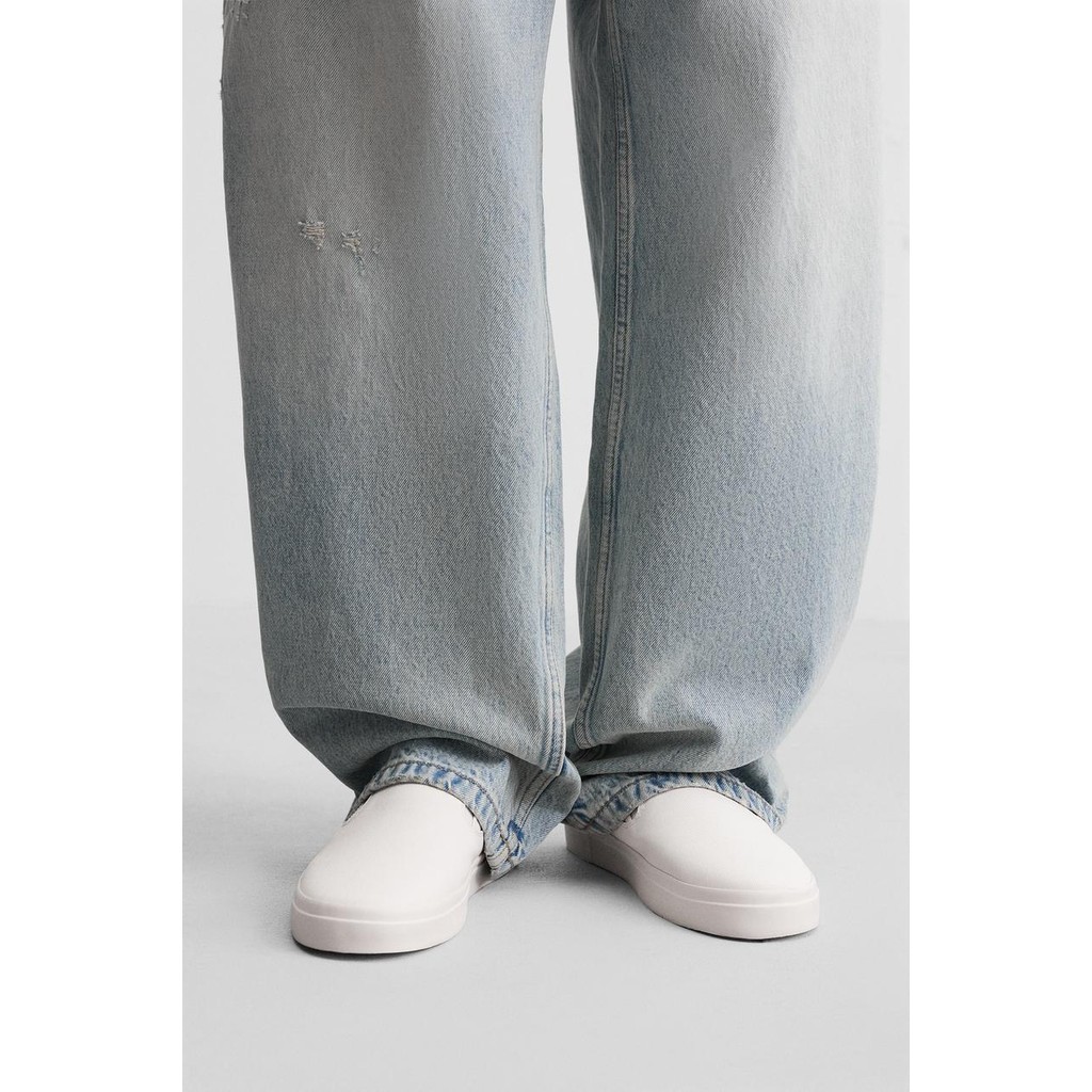 [Chính hãng] Giày sneaker slip on Zara chính hãng All White Classic - Trắng Dáng cổ điển
