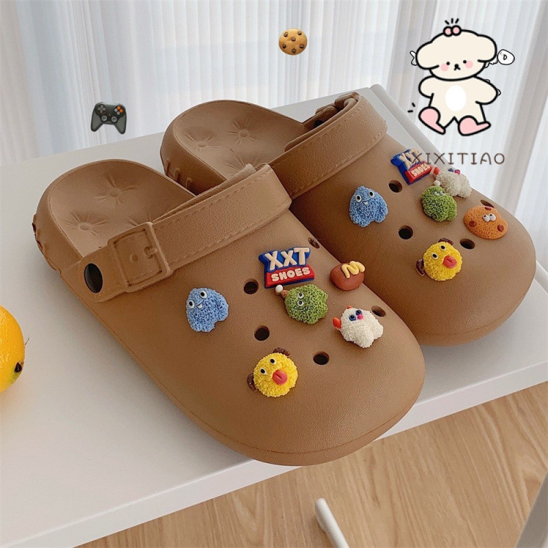 Xixitiao Sandal Sáng Tạo EVA Ngộ nghĩnh Hoạt Hình Dễ Thương Quái Vật Phong Cách Mới Kỳ Nghỉ Baotou Lỗ Giày Mùa Hè Đế Mềm Thoải Mái Mặc Ngoài
