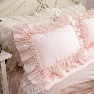 Tân Cương Cotton Phiên Bản Hàn Quốc Công Chúa Thêu Ren Nguyên Chất Vỏ Gối Một Cặp Một Đôi Xù Gối