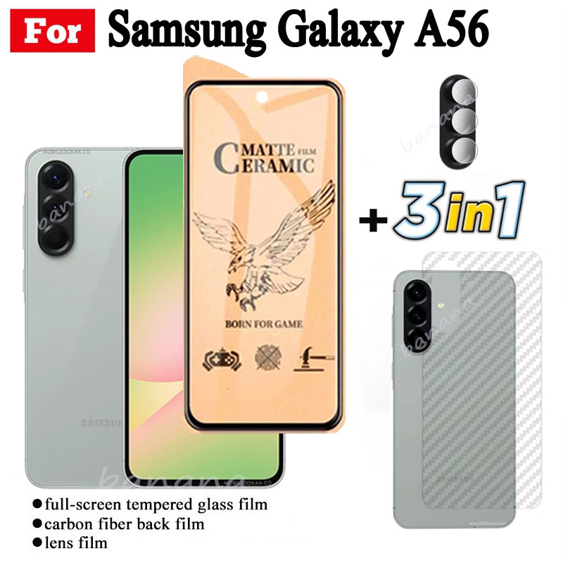 Kính cường lực gốm 3 TRONG 1 Samsung Galaxy A56 cho Samsung Galaxy A26 A36 A16 A06 Ống kính máy ảnh Kính bảo vệ màn hình và phim mặt sau