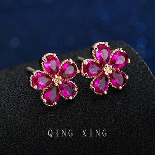 Châu Âu Mỹ ins Bông Tai Hoa Ruby Phong Cách Mới Nữ