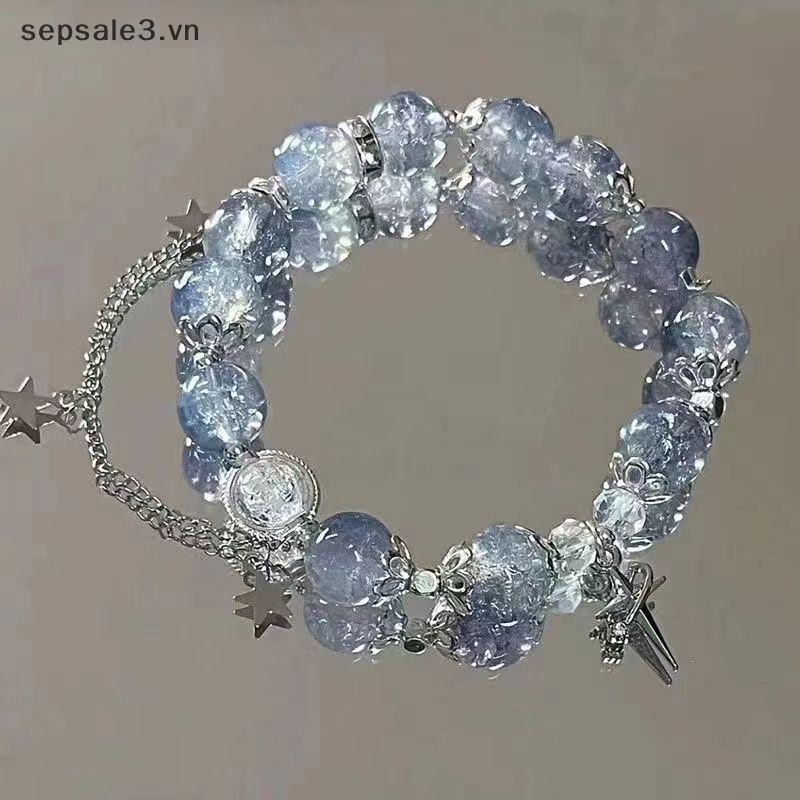 # Sepsale # Mặt dây chuyền ngôi sao Vòng tay xu hướng Vòng tay đính cườm pha lê ngọt ngào dành cho nữ Thời trang bé gái Quà tặng trang sức sang trọng nhẹ nhàng.