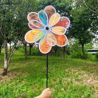 Queenten 1 Mảnh Sân Vườn Trái Cây Phản Quang Sáu Màu Lấp Lánh Hoa Hướng Dương Cối Xay Gió Ngoài Trời Sân Vườn Bãi Cỏ Chim-Scaring Gió Spinner Đồ Chơi Trẻ Em QT