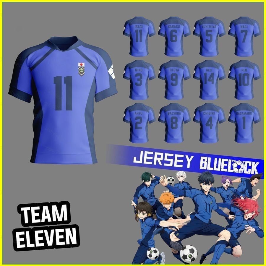 Jersey Anime Cosplay Blue Lock Team Eleven Chigiri Hyoma xu hướng Áo thun ngắn tay in 3D