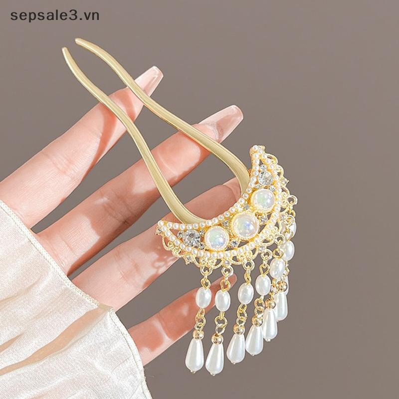 # Sepsale # Kẹp tóc ngọc trai phong cách Trung Quốc Kẹp tóc lắc lư phong cách cổ xưa dành cho nữ Kẹp tóc mặt ngựa hình chữ U sang trọng nhẹ nhàng.