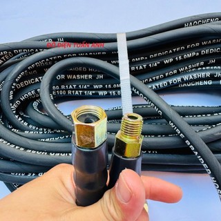 Dây Rửa Xe Áp Lực Cao LÕI THÉP 10,15,20m ren 13mm, ống dây xịt rửa xe cho máy curoa kéo