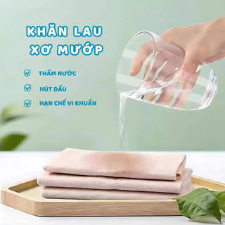 Set 10 Khăn Lau Xơ Mướp Tự Nhiên Thấm Hút Dầu Tốt, Khăn Lau Dầu Mỡ Chén Đĩa Nhà Bếp Đa Năng
