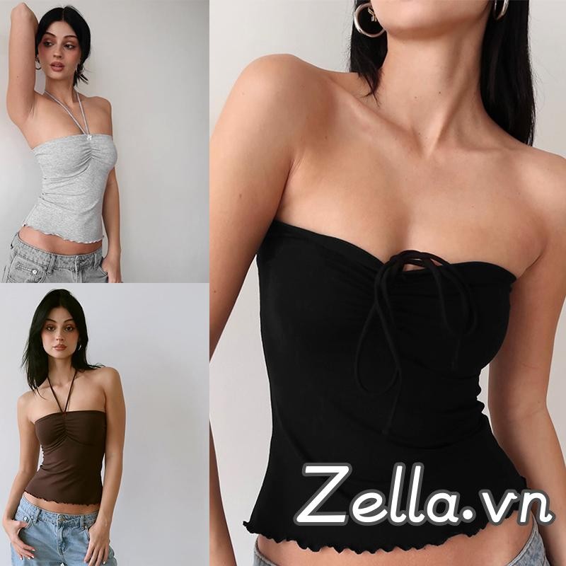 Áo Vest cổ dây mùa hè dành cho nữ không tay lệch vai màu trơn Slim Tank Tops