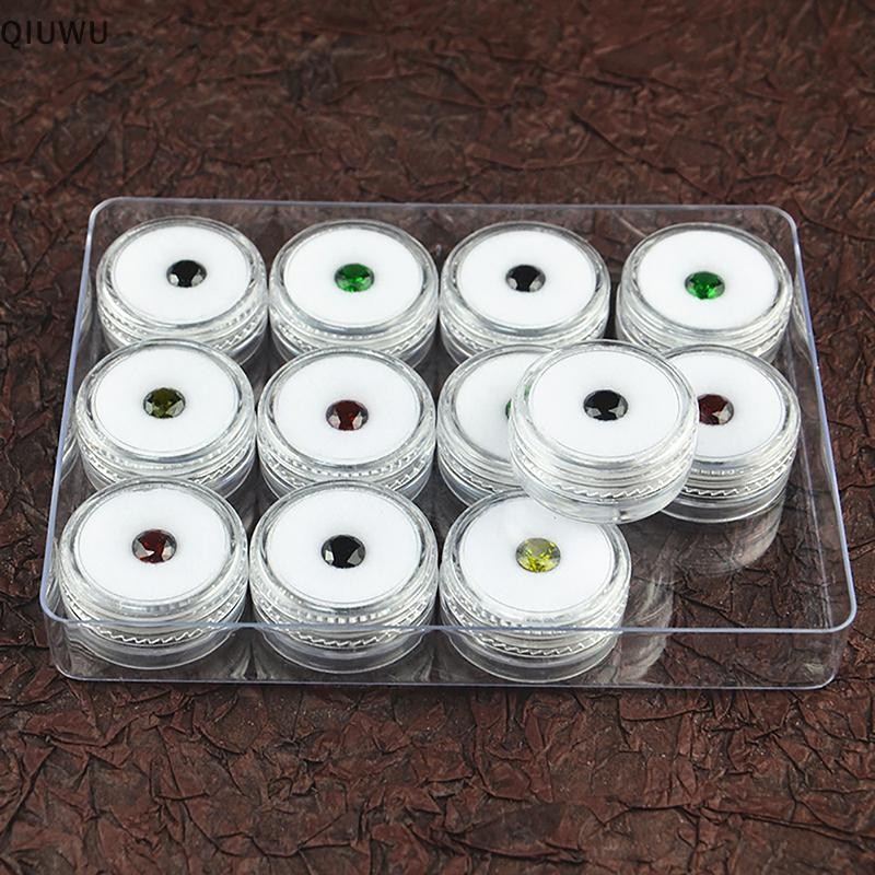 QIUWU Trong Suốt Tròn Đá Quý Hiển Thị Bộ Sưu Tập Hộp Bảo Quản Trang Sức Đá Quý Rời Hộp Đựng Bình Tổ Chức Khay Có Nắp.