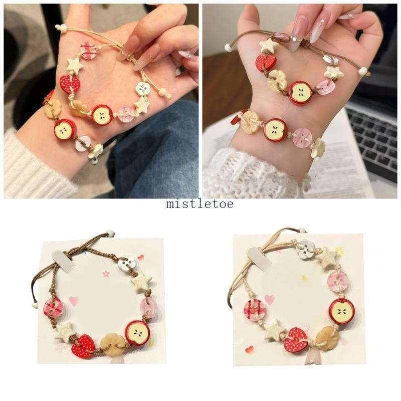 Vòng tay theo chủ đề quả táo trẻ trung MIS có chất liệu nhựa chắc chắn và dây màu thanh lịch độc đáo Sử dụng hàng ngày thông thường We