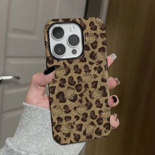 Ốp điện thoại 2 trong 1 họa tiết da báo KT Cat Apple 17 / 16 iPhone 15 Pro Max Phim mới 14 / 13 Sáng tạo 12 / 11 Pro Max 7 / 8 Plus Vỏ điện thoại bóng hai lớp
