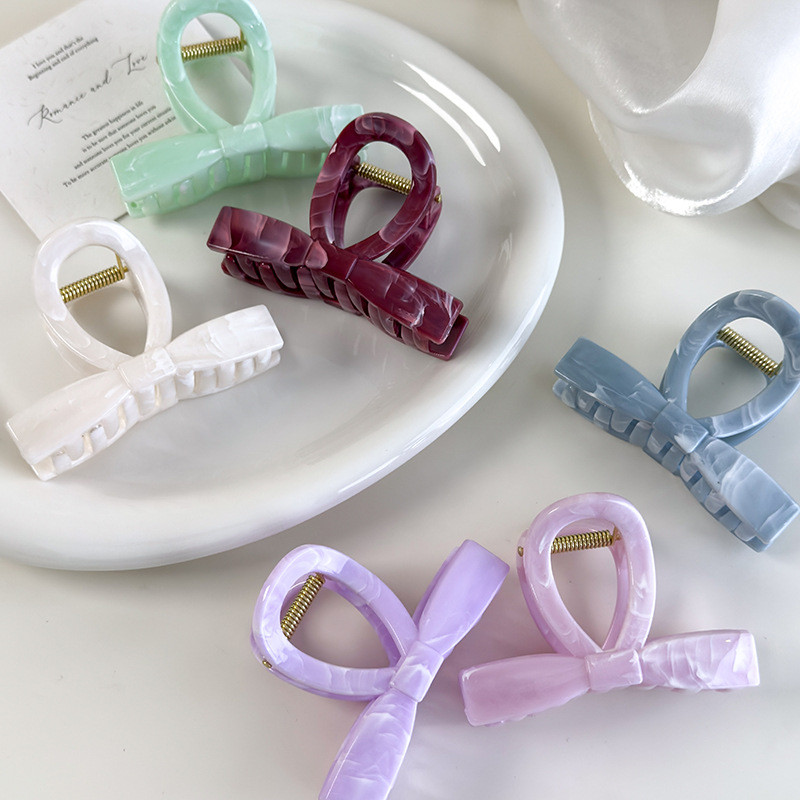Kẹp tóc vừa phải Jelly Color Bow Kẹp tóc đơn giản