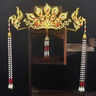 [Mùa xuân cây mưa sương] Kẹp tóc phượng ba chiều dài tua rua phong cách cổ điển, ngọc trai giả, kiểu dáng cung điện, phụ kiện tóc Hanfu 3.26 00F1