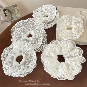 Hàn Quốc Lớn Ren Scrunchies Dây Buộc Tóc Cho Người Phụ Nữ Cao Cấp Siêu Cổ Tích Đuôi Ngựa Tóc Mũ Đội Đầu