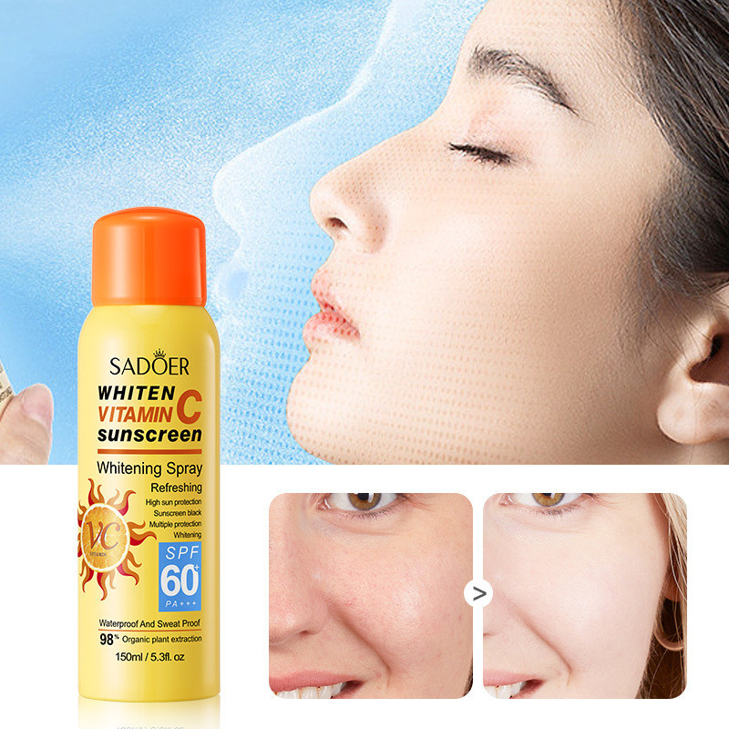 SPF60 Kem chống nắng xịt SADOER vitamin C làm trắng kem chống nắng hai trong một