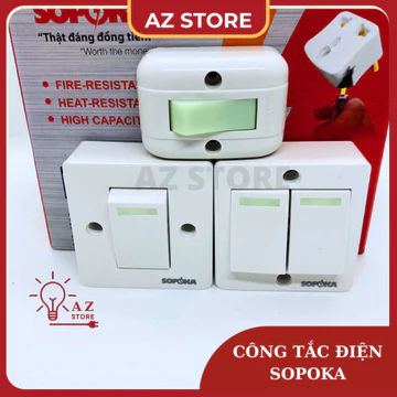 Công tắc điện Sopoka gắn nổi, gắn tablo - Công tắc con cóc, công tắc bóng đèn model mới cao cấp, công tắc phát quang
