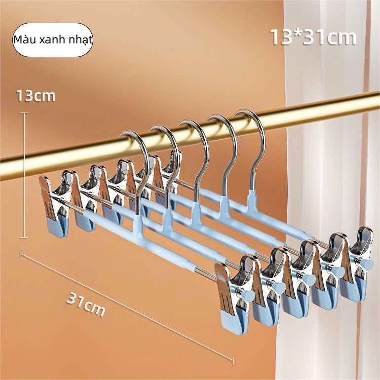 COMBO 10 Móc kẹp 2 đầu Chất Liệu Thép Không Gỉ, Đầu Bọc Silicon Chống Tuột, Móc Treo Quần Áo inox