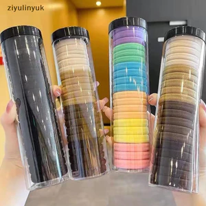 Ziyulinyuk 20 Cái / hộp Khăn Đóng Hộp Vòng Đàn Hồi Cao Liền Mạch Đơn Giản Màu Sắc Chắc Chắn Vòng Tóc Đuôi Ngựa Giá Đỡ Dây Tóc Phụ Kiện Tóc EN