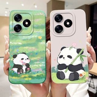 Dành Cho Realme Note 50 2024 Vỏ Bảo Vệ Ống Kính Vuông Realme Note50 4G RMX3834 Vỏ Silicon Mềm Hoạt Hình Gấu Trúc Dễ Thương