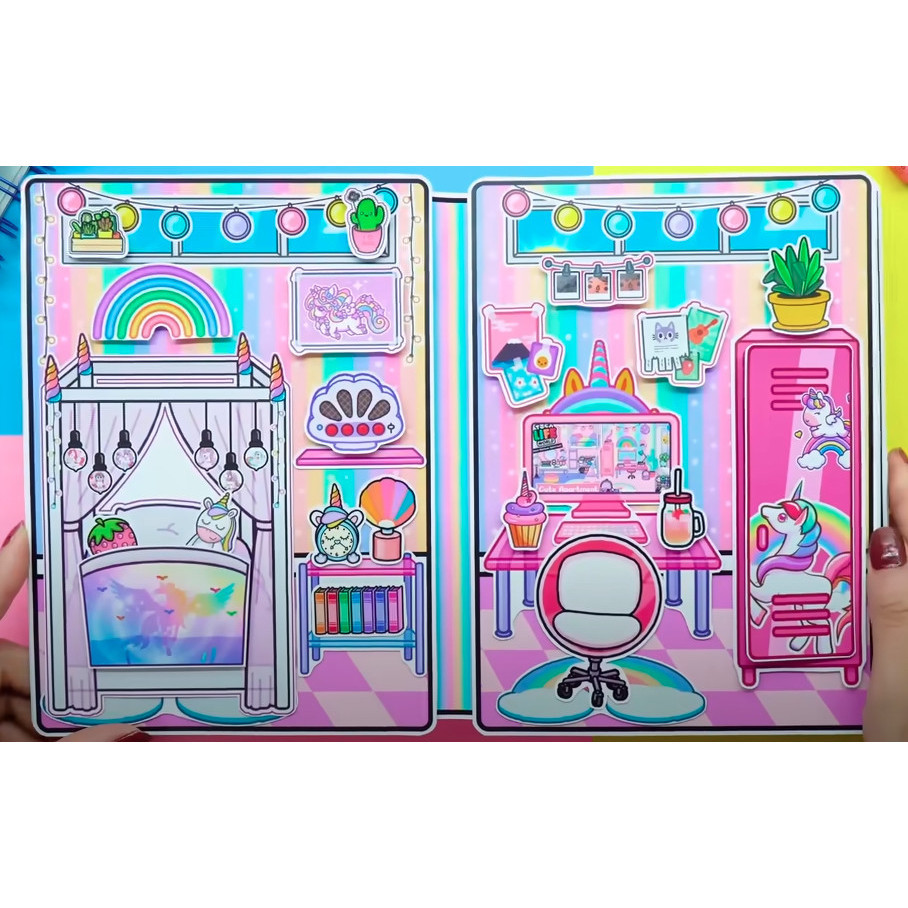 ĐỒ CHƠI NGÔI NHÀ BÚP BÊ GIẤY CẮT THỦ CÔNG DIY - Baby Villa In Quiet Book -