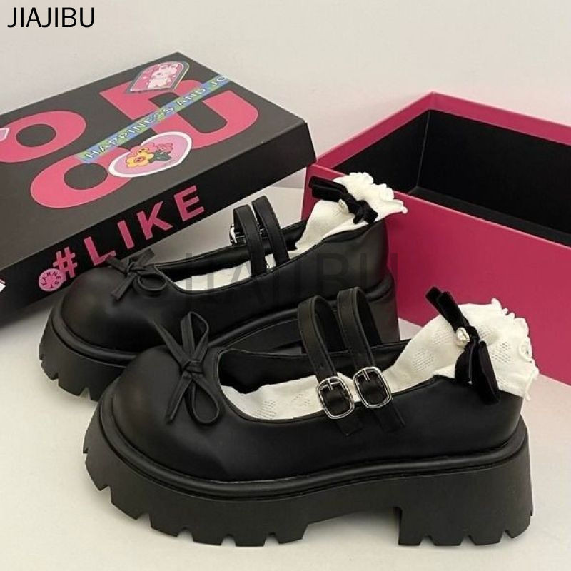 Giày Lolita Đồng Phục JK Nhật Bản Fashion Ladies Casual Doll Shoes Giày Công Chúa Nơ Màu Nâu Dễ Thương Korean Fashion Platform Mary Jane Shoes Giày Da Nhỏ Gót Dày Chống Trượt Giày Đi Học Màu Đen Giày Cosplay Phong Cách Đại Học Anh Quốc