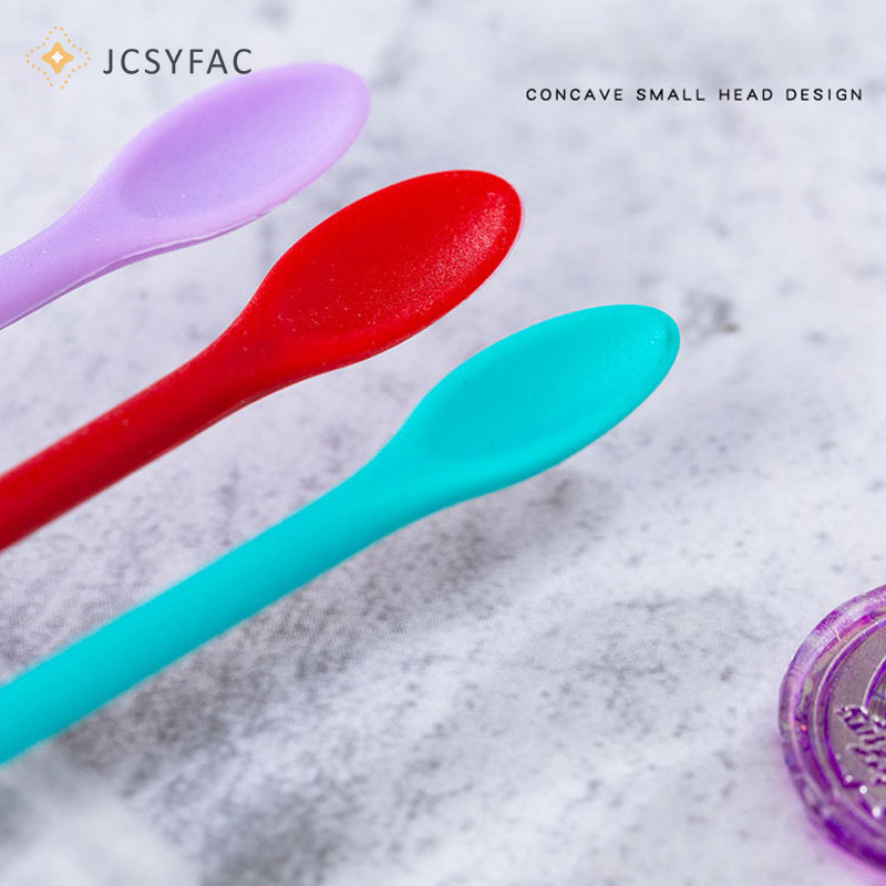 Jcsyfac Silicone Thìa Lọ Cạp Muỗng Đầu Dài Đôi Đầu Mỹ Phẩm Thìa Mới