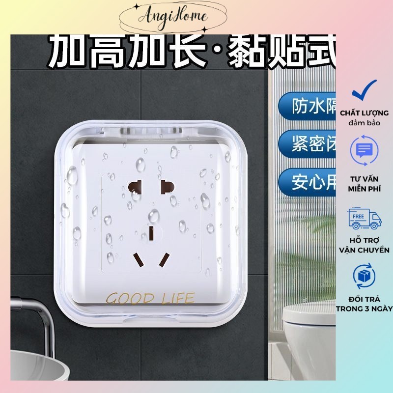 Nắp đậy che công tắc ổ điện thiết kế lỗ luồn dây cắm thông minh cao cấp 11.2x10.5cm ANGIHOME
