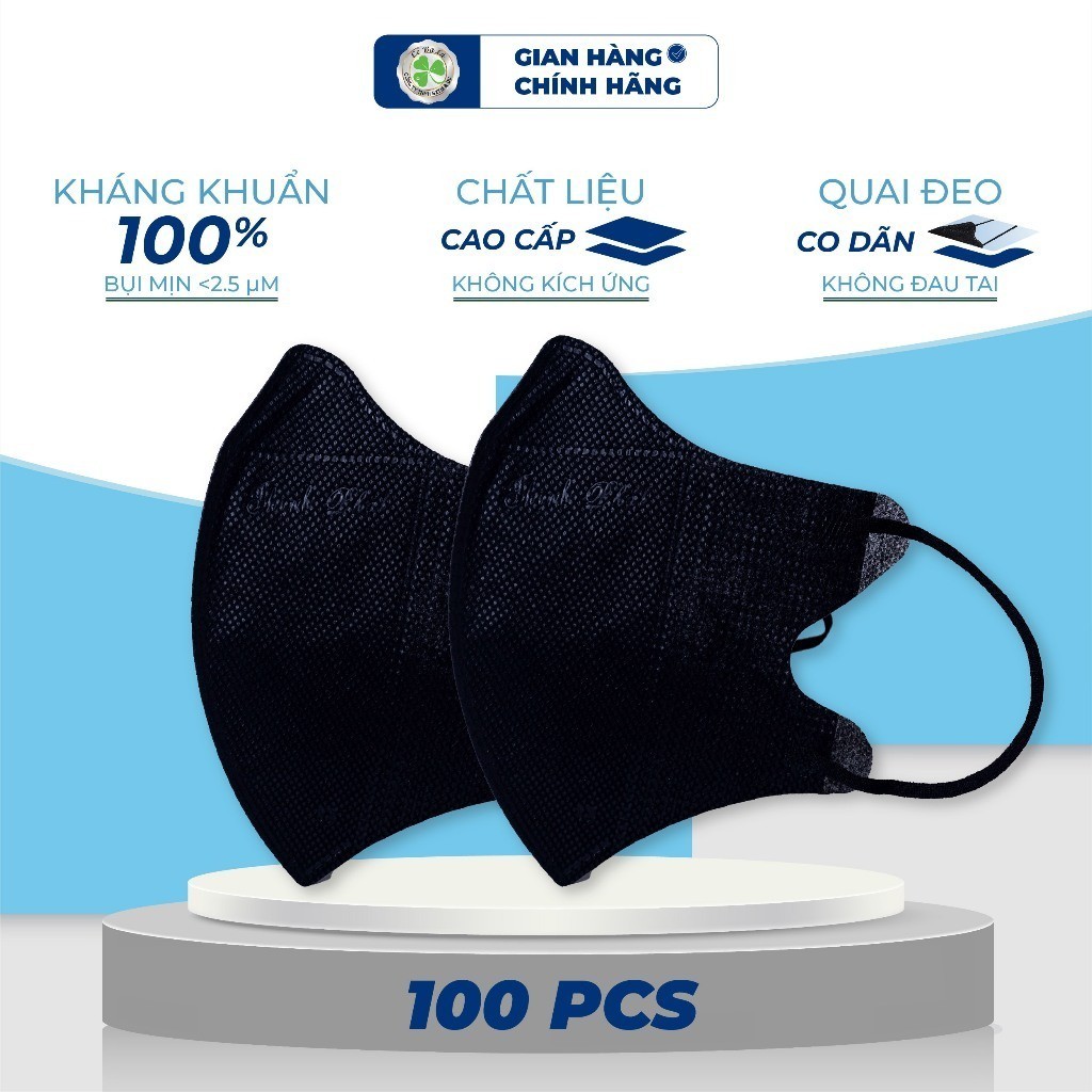Thùng 100 chiếc khẩu trang Thịnh Phát 5D TRẮNG kháng khuẩn ôm mặt chính hãng