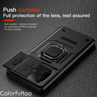 Iqooz9 Armor Vỏ Chống Sốc Cho Vivo iQOO Z9x Z9 Turbo Z9Turbo iQOOZ9x 5G Kéo Đẩy Trượt Bảo Vệ Camera Ốp lưng PC Cứng Chống Rơi Giá Đỡ Mặt Sau