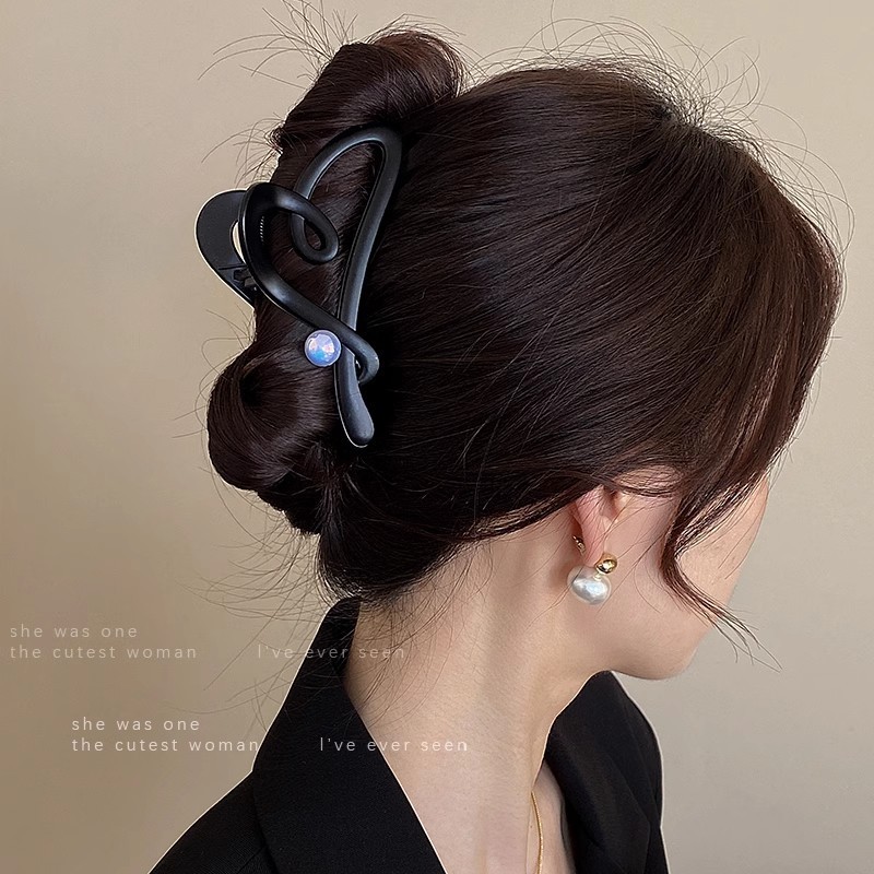 Kẹp lấy màu đen đơn giản Mũ đội đầu kẹp cá mập đa năng dành cho nữ