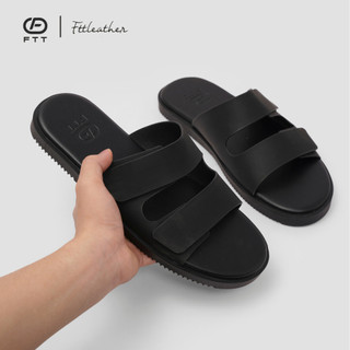 Dép Sandal nam Fttleather da microfiber hai quai ngang dáng trơn đế TPR bền, nhẹ, độ bám tốt