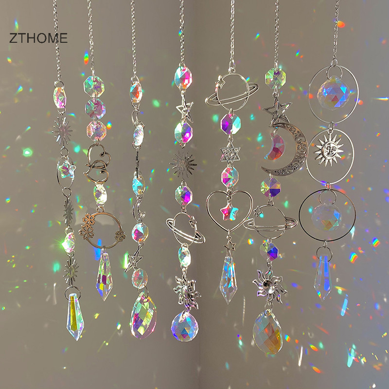 Zthome Treo Pha Lê Mặt Dây Chuyền Vườn Suncatcher Chuông Gió Mưa Lăng Kính Pha Lê Dây Chuyền Để Trang Trí Cửa Sổ HOT