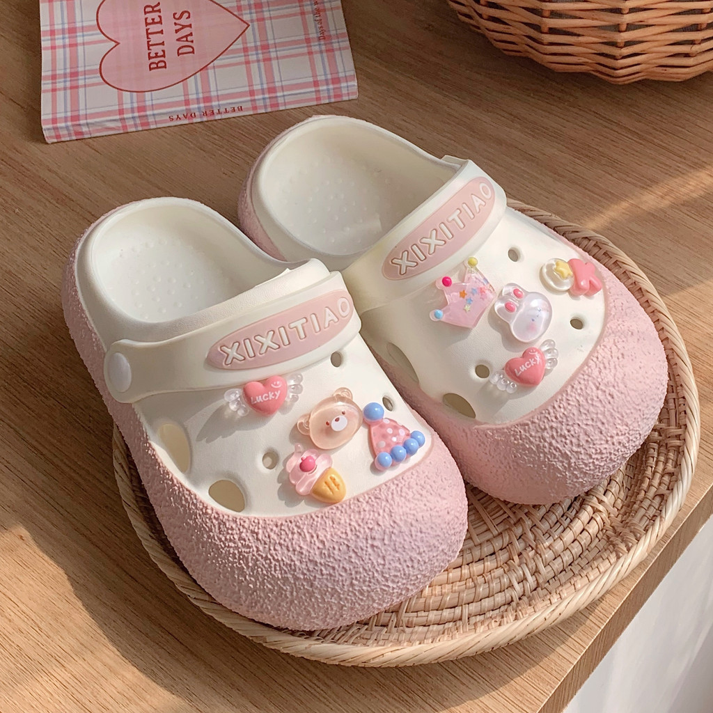 Gấu Nhỏ Giày Sandal Trẻ Em Dép Shit-stepping Lỗ Giày EVA Đế Mềm Chống Trơn Trượt Dép Trẻ Em Dép Dép Trẻ Em Một Giày Hai-