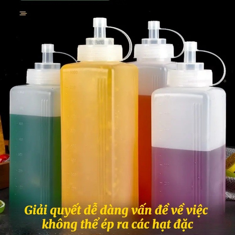 Đường Kính Lớn Nhựa Đựng Sốt/Mứt Có Nắp, Siro, Nước Trái Cây, Trà Sữa, Dầu Ép, Dung Tích 800mML/1000ML