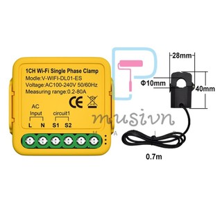 Tuya WiFi Smart Home Energy Monitor 2.4GHZ Đồng hồ đo năng lượng thông minh Màn hình tiêu thụ một pha 80A Dòng điện năng lượng mặt trời Kẹp biến áp Giám sát tiêu thụ điện