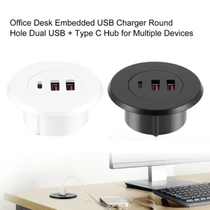 Bàn văn phòng Niki Bộ sạc USB nhúng Lỗ tròn Hai USB Type C Hub đa năng