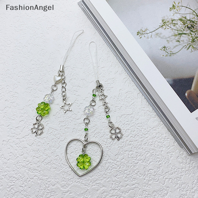 Fashionangel Thời Trang May Mắn Cỏ Ngôi Sao Trái Tim Điện Thoại Ch Dành Cho Nữ Bé Gái Dễ Thương Bốn Lá Cỏ Ba Lá Đính Hạt Móc Khóa Túi Mặt Dây Chuyền Trang Trí Quà Tặng TH