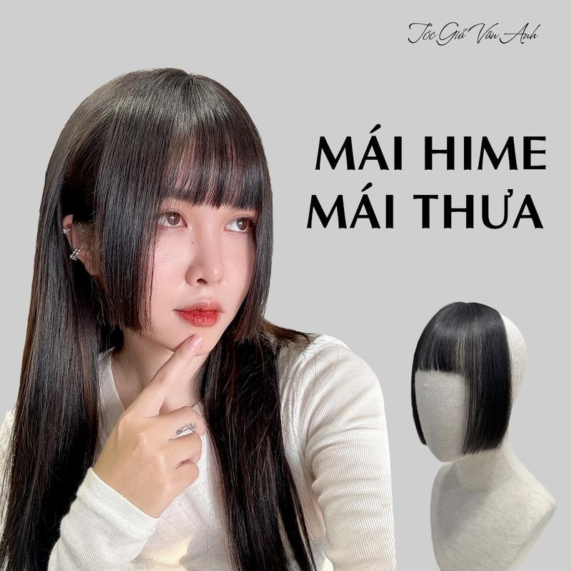 Mái Hime mái thưa tóc thậ.t nữ (không có tóc phía sau) - Tóc Giả Vân Anh