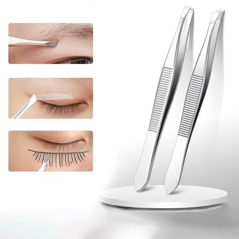 Nhíp tẩy lông bằng thép không gỉ Nhíp lông mày Hồng Slanted Tip Point Face Makeup Beauty Tool