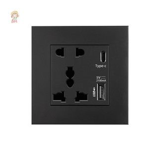 Twe Power 2100MA Ổ cắm USB Bảng điều khiển thủy tinh pha lê 13A UK Wall Type C Ổ cắm giao diện VN