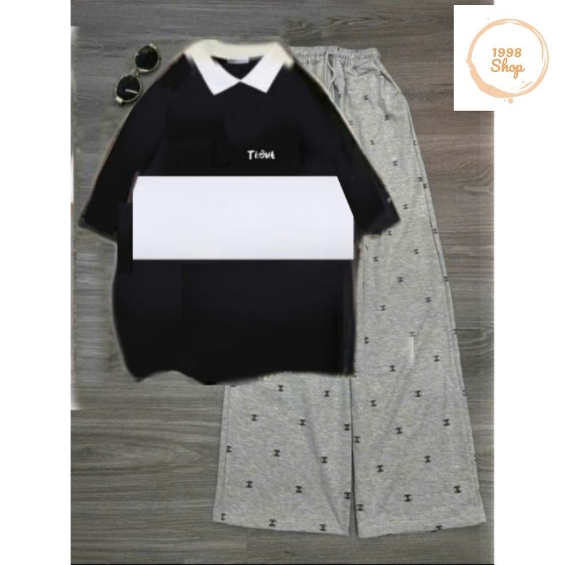 Q xám+polo TIOU đen