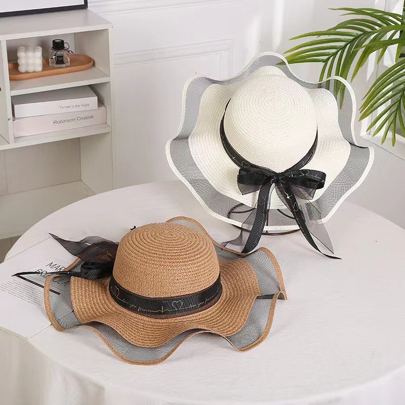 Mũ cói panama đi biển kèm dây nịt vintage Nón cói vành rộng chống nắng,Mũ chống nắng bãi biển