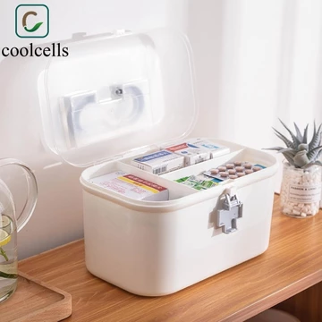 Coolcells Hộp Đựng Thuốc Lớn, Hộp Thuốc Gia Đình Tủ Thuốc Dung Tích Lớn, Hộp Đựng Máy Tính Bảng Thuốc Nhiều Lớp Di Động Hộp Đựng Thuốc Lớn Màu Trắng Hộ Gia Đình