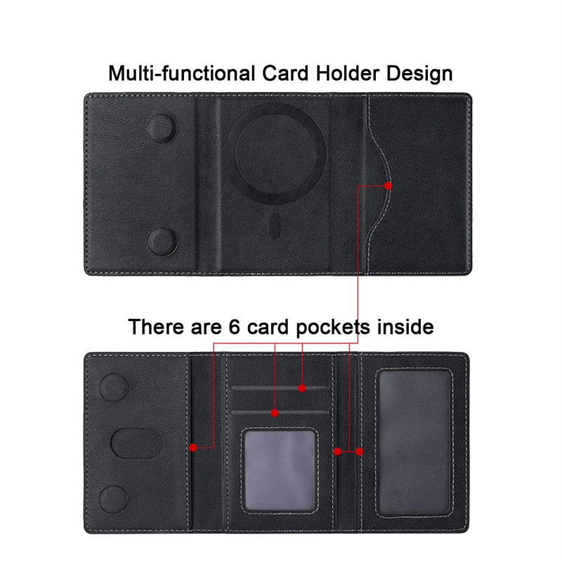 Từ Gấp Ví Đựng Thẻ Bao Da PU Cho Magsafe IPhone 14 13 15 16 Pro Max 12 Plus I Điện Thoại I15 Macsafe Stand Cover