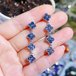 Châu Âu Mỹ ins Phong Cách Mới Bông Tai Sapphire Sapphire Nhiều Màu Sắc Nữ
