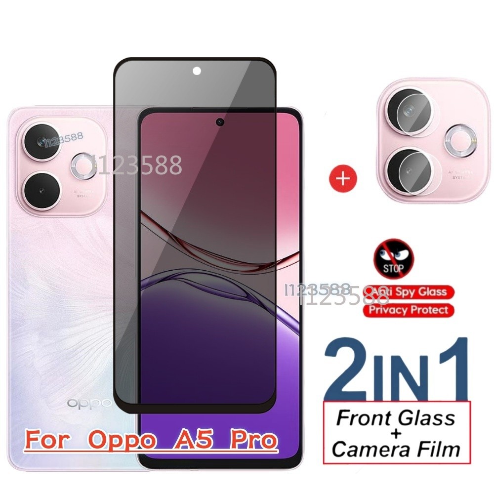 Dành Cho Oppo A5 A6 Pro 5G 2 in1 Kính Cường Lực Riêng Tư Chống Gián Điệp Cho Oppo A5Pro A6X A6Pro 5A OppoA6Pro OppoA6 A6t OppoA5Pro 5G 2025 Kính Cường Lực Bảo Vệ Camera Mặt Trước