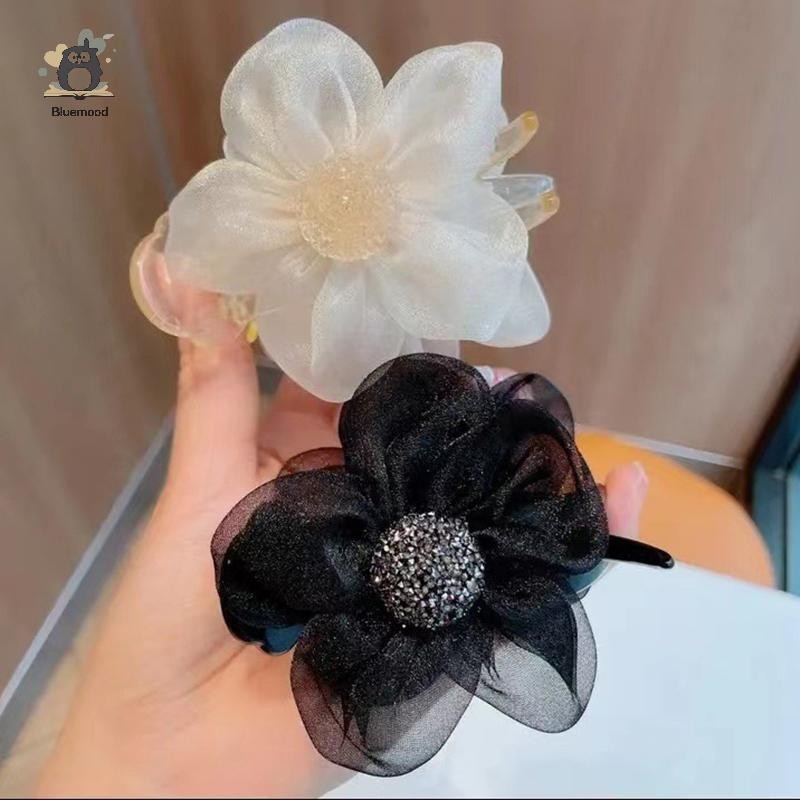 [Bluemood] Phụ Nữ Kim Cương Giả Hoa Mặt Trời Đeo Chéo Kẹp Tóc Thanh Lịch Đuôi Ngựa Tóc Cua Móng Vuốt Tóc Bé Gái Phụ Kiện Tóc Mới