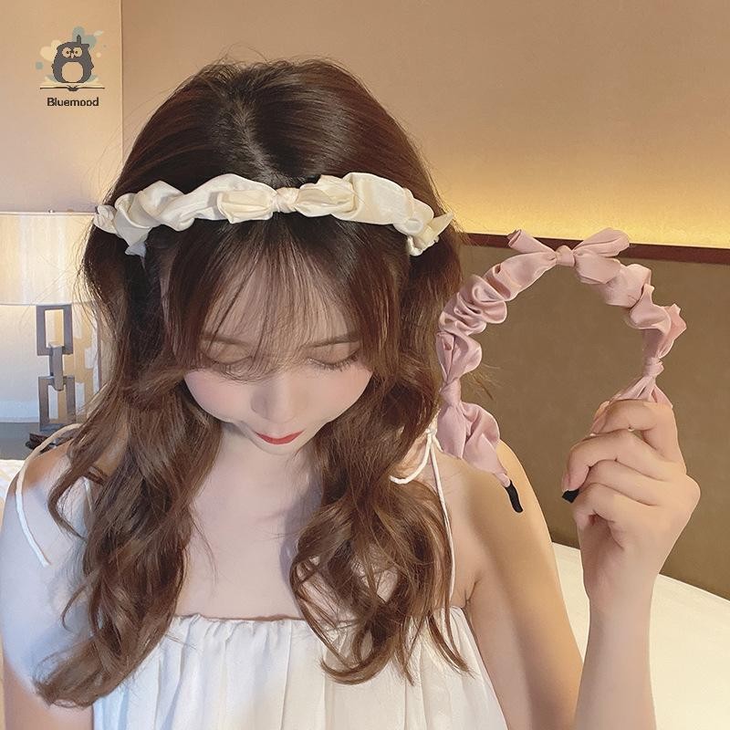 [Bluemood] Dây buộc tóc nơ đơn giản thời trang dành cho nữ Cô gái Màu trơn Phụ kiện tóc đa năng Mũ nón Mới