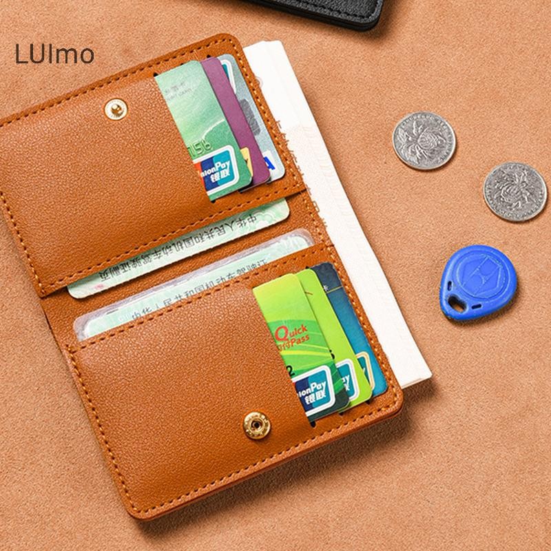 Luimo Da Màu Trơn Ví Nhỏ Dành Cho Nữ Ngắn Đơn Giản Ví Nữ Có Nút Siêu Mỏng Thẻ Tín Dụng Túi Đựng Tiền Xu SBS