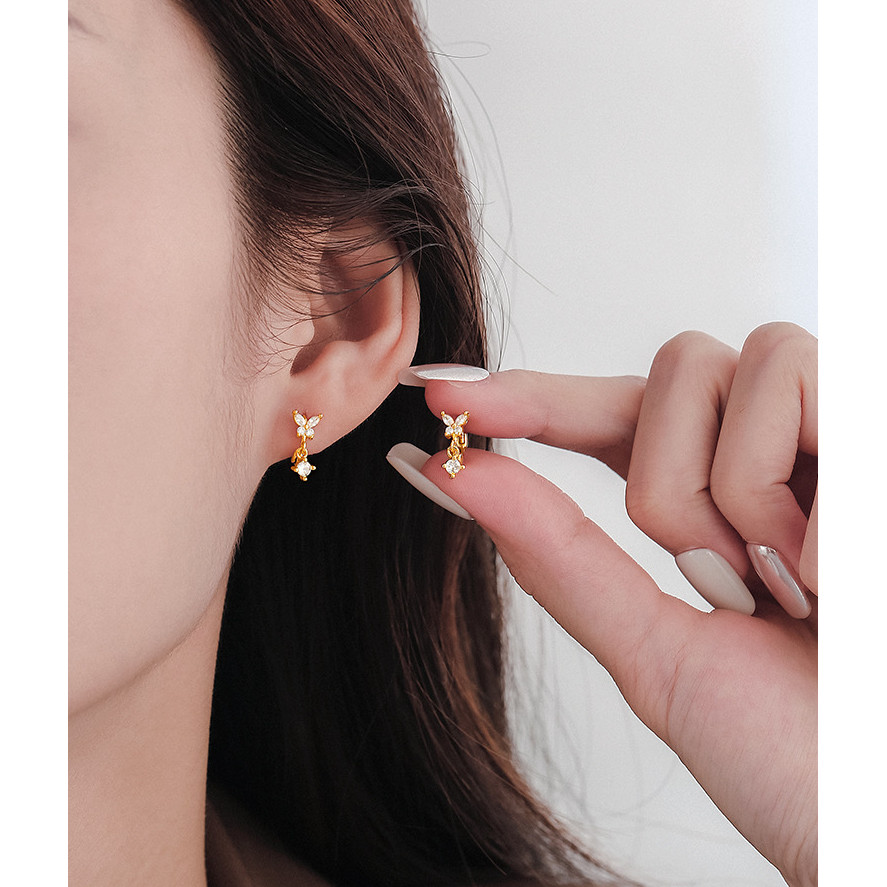 Bông Tai Zircon Bướm Thời Trang Nữ Độc Đáo Tất Cả Trận Đấu Bông Tai Tua Rua